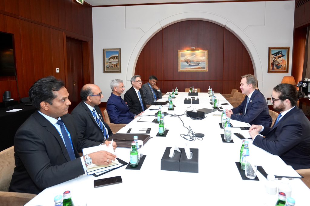  7 Dec 2024: Hon’ble EAM met with Borge Brende, President and CEO of World Economic Forum, on the sidelines of the Doha Forum 