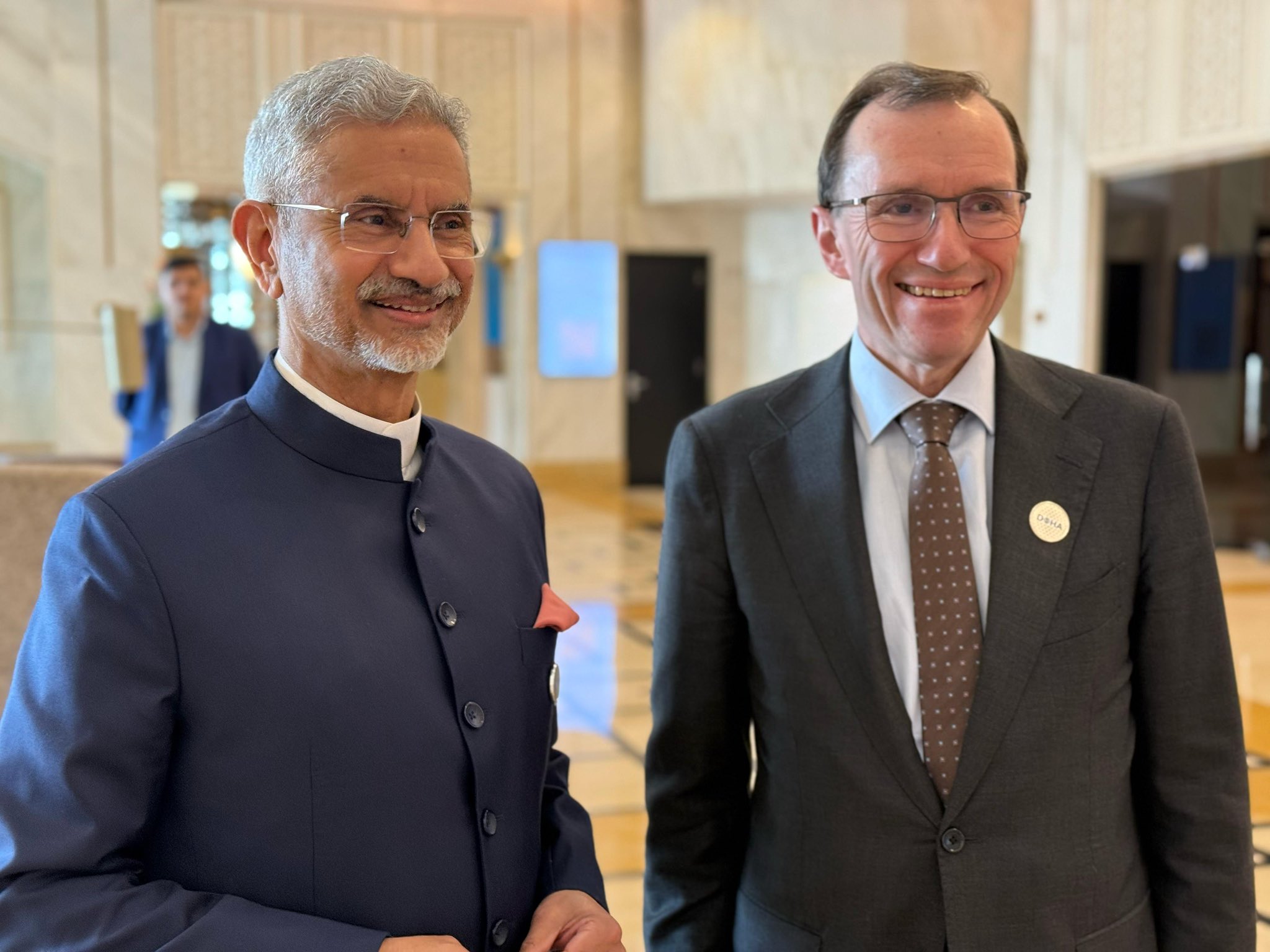  7 Dec 2024: Hon’ble EAM met with Espen Barth Eide, Minister of foreign Affairs of Norway, on the sidelines of the Doha Forum 