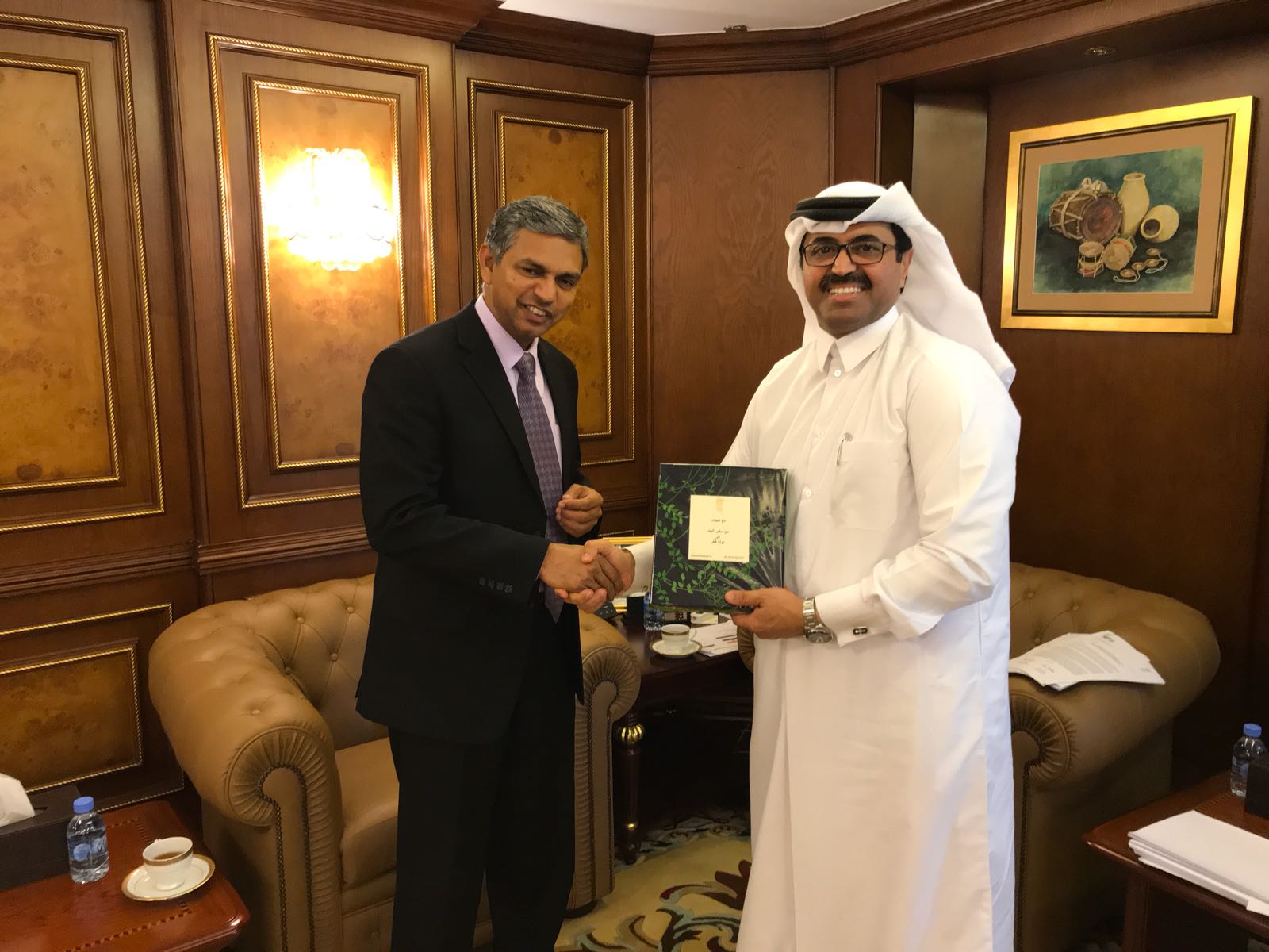  18 January 2018: H.E. Mr. P. Kumaran, Ambassador of India with H.E. Dr. Mohammed Bin Saleh Al-Sada, Minister of Energy and Industry, Qatar 