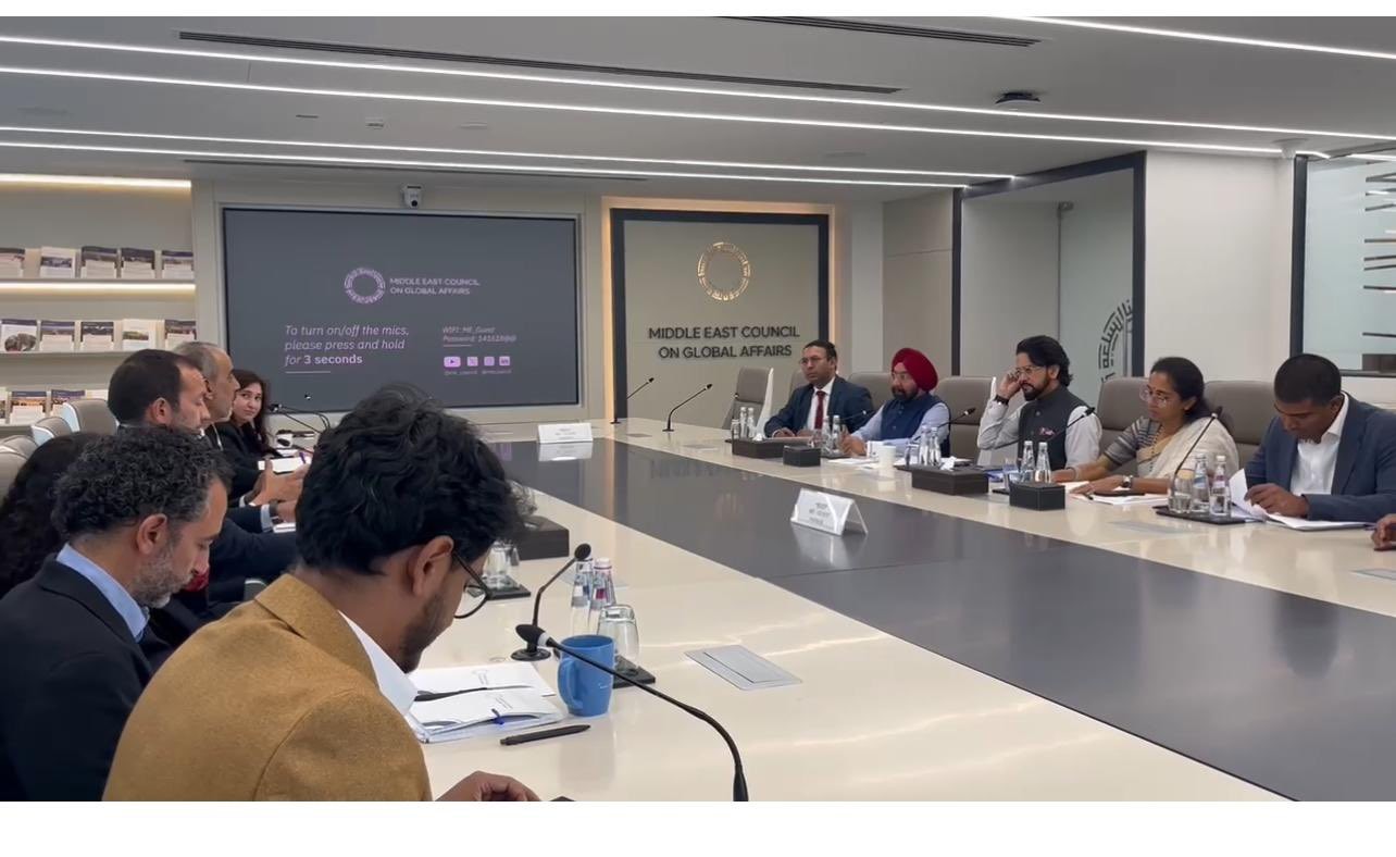  25 May 2025: The multi-party delegation members held interaction with the academic and think tank community at the Middle East Council for Global Affairs 
