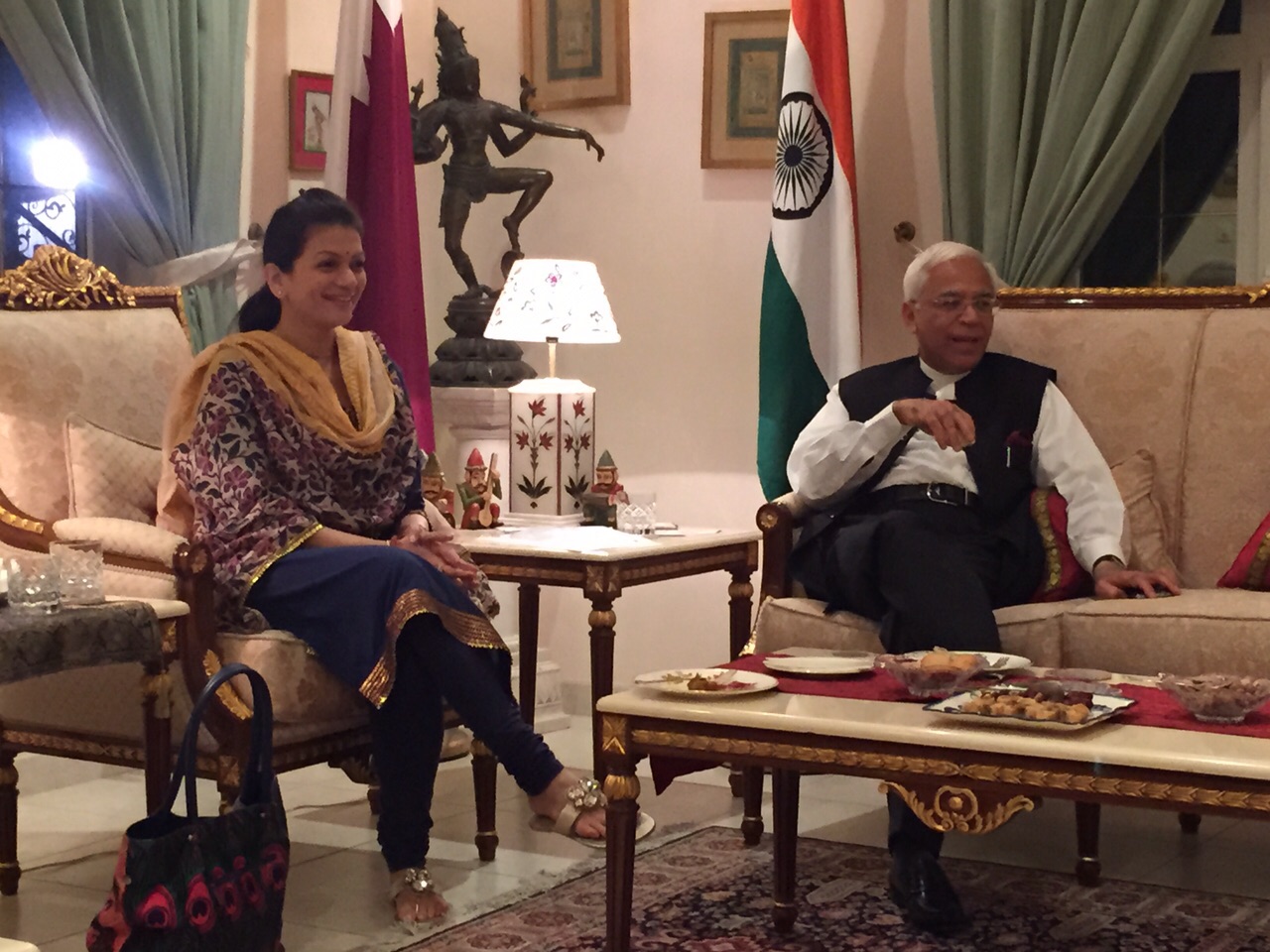 AMBASSADOR OF INDIA MR. SANJIV ARORA AND MRS CHHAYA ARORA WELCOMING Ms PRACHEE SUDHIR SHAH AND OTHER ARTISTES TO INDIA HOUSE 