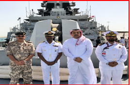  Deputy Prime Minister and Minister of State (Cabinet Rank) for Defence Affairs H.E Khalid bin Mohammad Al Attiyah onboard Indian Naval Ship Kolkata during DIMDEX 2018 