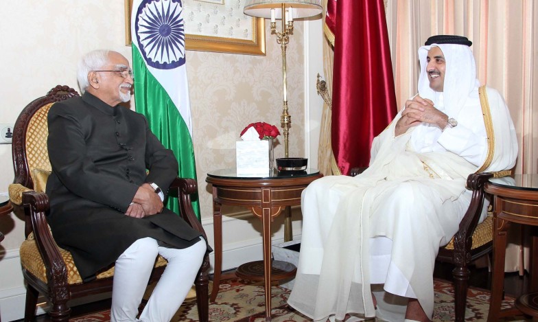  HH the Emir of the State of Qatar with  Vice President Hamid Ansari 